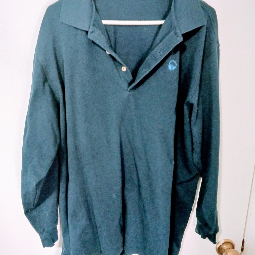 Mens Peter Milar Long Sleeve Polo Shirt, size XL, color Blue